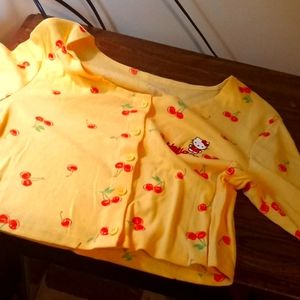 Long sleeve crop top hello kitty small yellow
